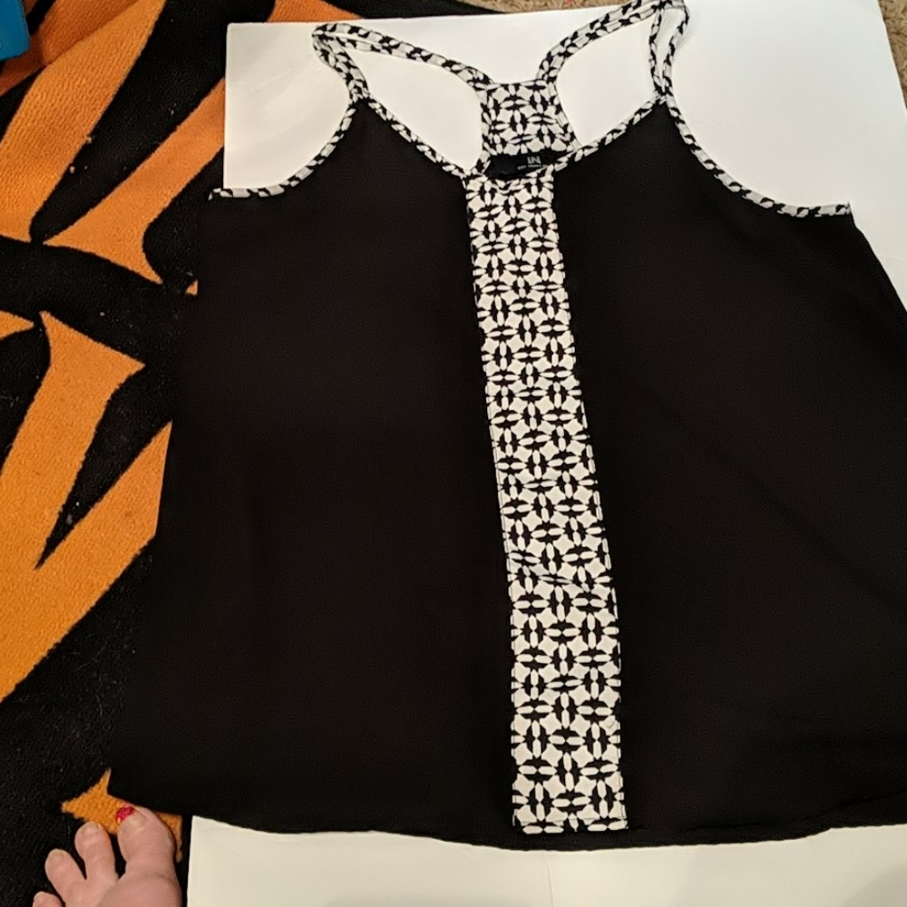 Black and white racerback tank top